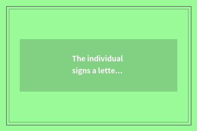 The individual signs a letter