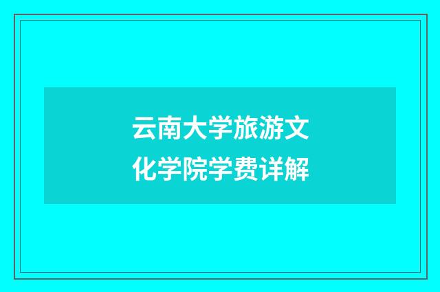 云南大学旅游文化学院学费详解