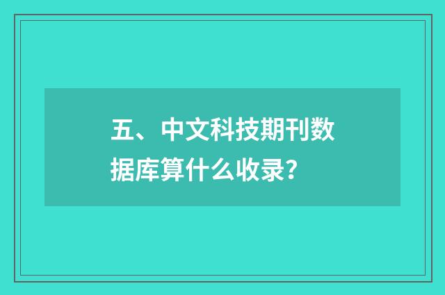 五、中文科技期刊数据库算什么收录？