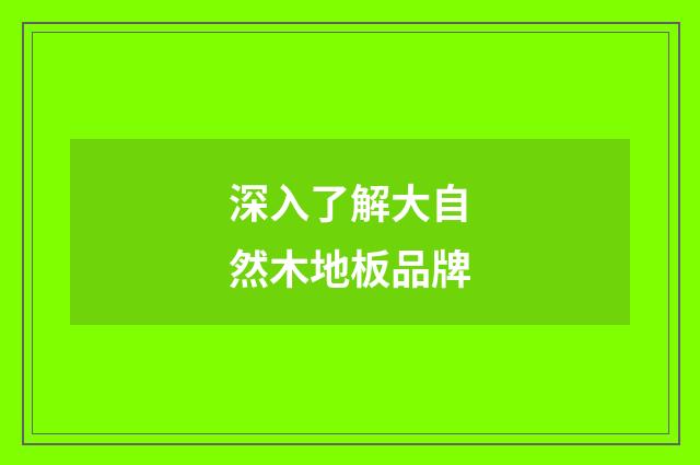 深入了解大自然木地板品牌