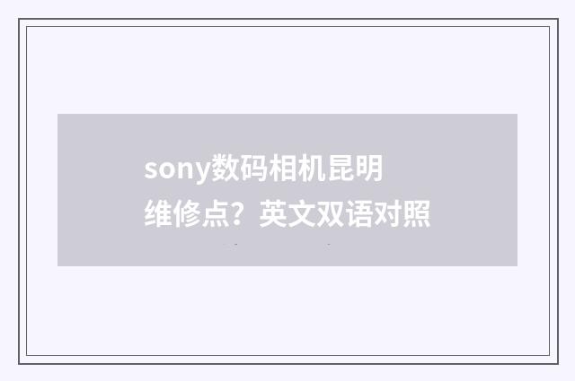 sony数码相机昆明维修点？英文双语对照