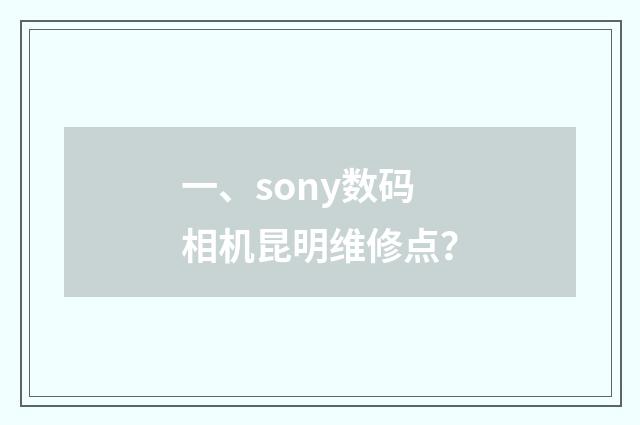一、sony数码相机昆明维修点？