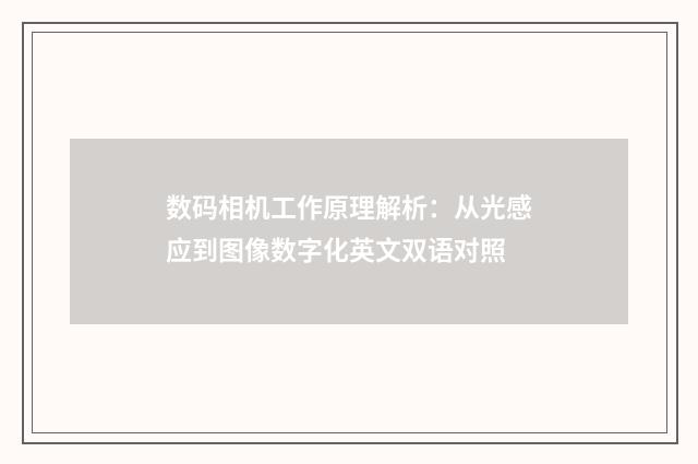 数码相机工作原理解析：从光感应到图像数字化英文双语对照