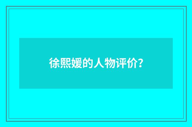 徐熙媛的人物评价？