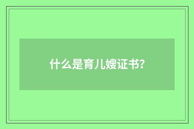 什么是育儿嫂证书？