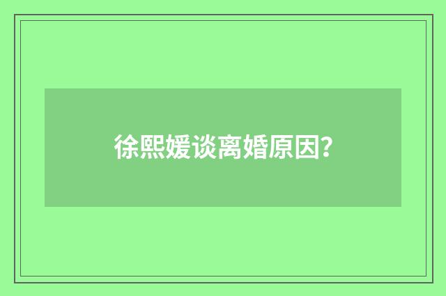 徐熙媛谈离婚原因？