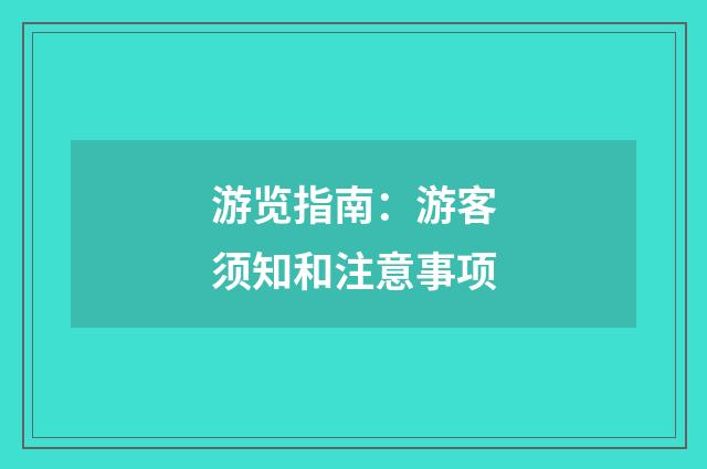 游览指南：游客须知和注意事项