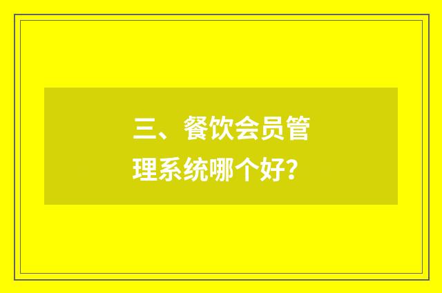 三、餐饮会员管理系统哪个好？