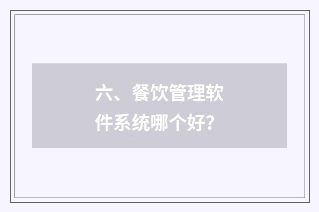 六、餐饮管理软件系统哪个好？