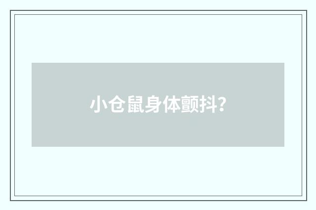 小仓鼠身体颤抖？