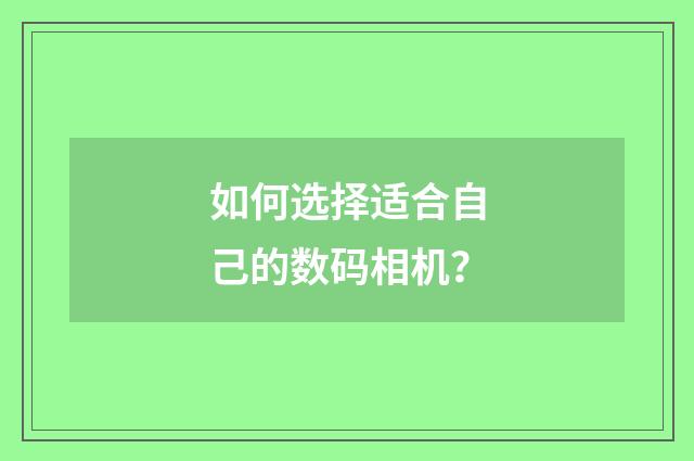 如何选择适合自己的数码相机？