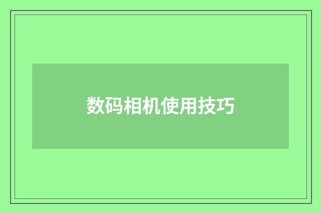 数码相机使用技巧