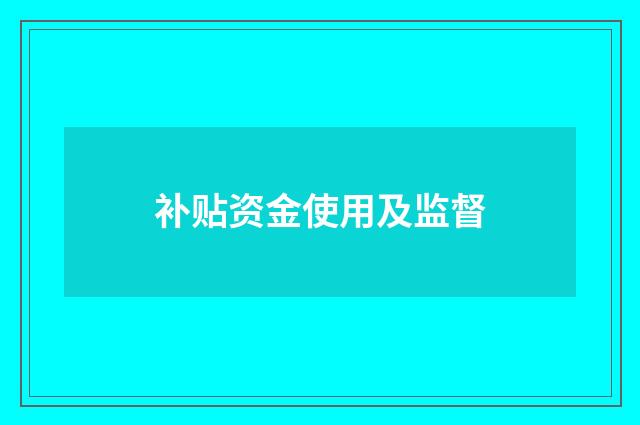 补贴资金使用及监督