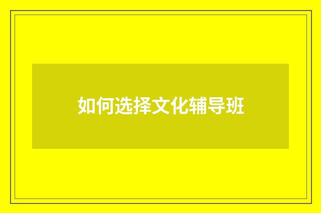 如何选择文化辅导班