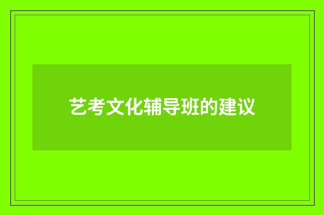 艺考文化辅导班的建议
