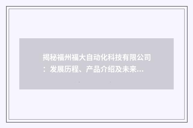 揭秘福州福大自动化科技有限公司：发展历程、产品介绍及未来规划英文双语对照