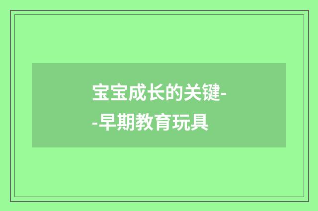 宝宝成长的关键--早期教育玩具