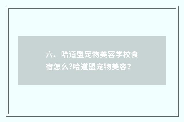 六、哈道盟宠物美容学校食宿怎么?哈道盟宠物美容?