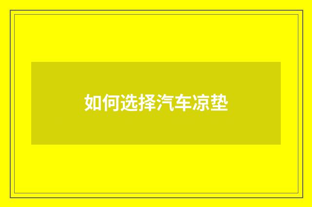 如何选择汽车凉垫