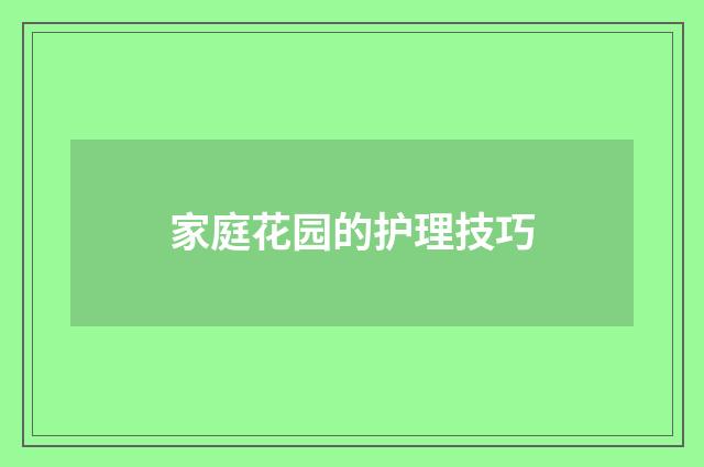家庭花园的护理技巧