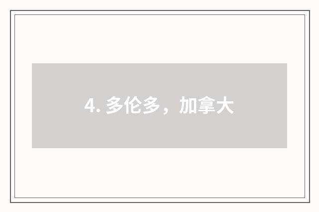 4. 多伦多，加拿大