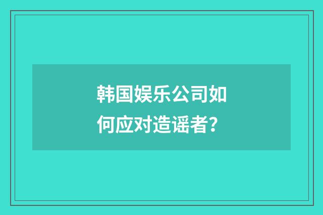 韩国娱乐公司如何应对造谣者？