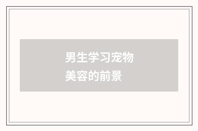 男生学习宠物美容的前景