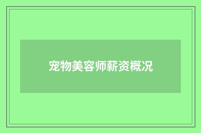 宠物美容师薪资概况