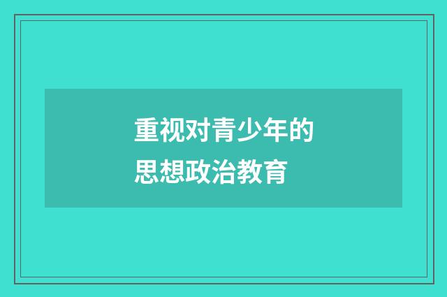 重视对青少年的思想政治教育
