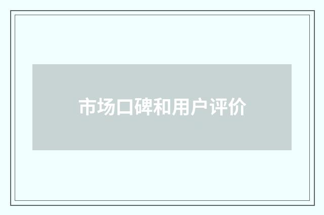 市场口碑和用户评价