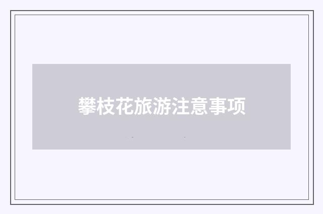 攀枝花旅游注意事项