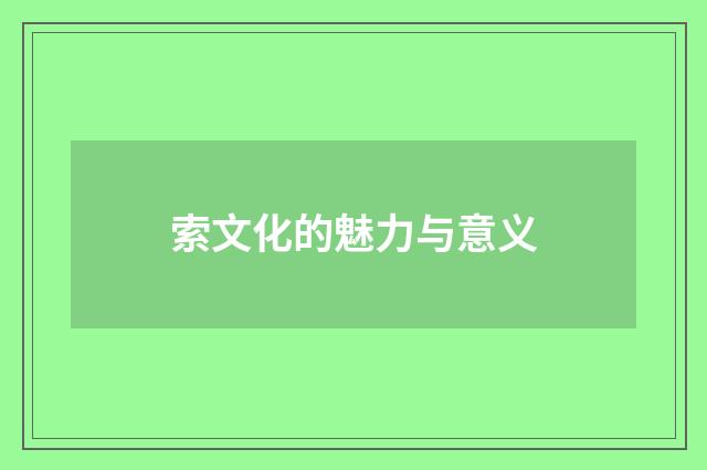 索文化的魅力与意义