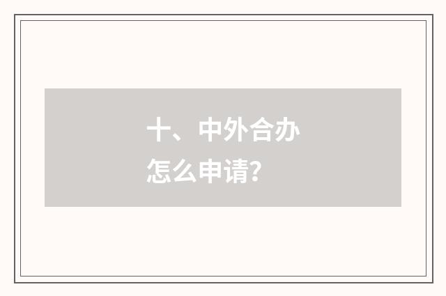 十、中外合办怎么申请？