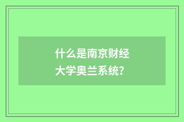 什么是南京财经大学奥兰系统？