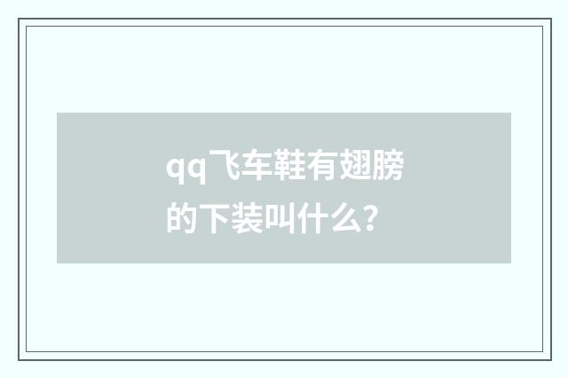 qq飞车鞋有翅膀的下装叫什么？