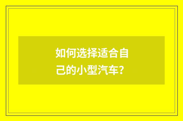 如何选择适合自己的小型汽车？