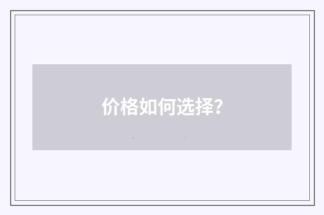 价格如何选择？