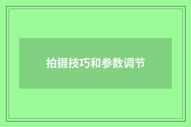 拍摄技巧和参数调节