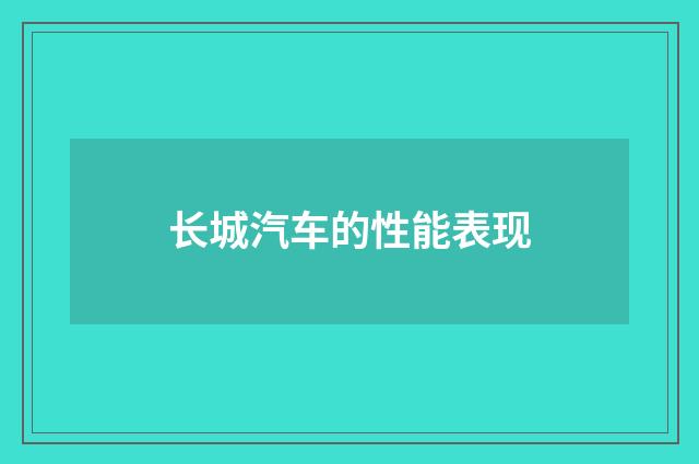 长城汽车的性能表现