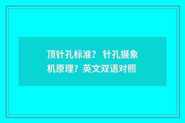 顶针孔标准？ 针孔摄象机原理？英文双语对照