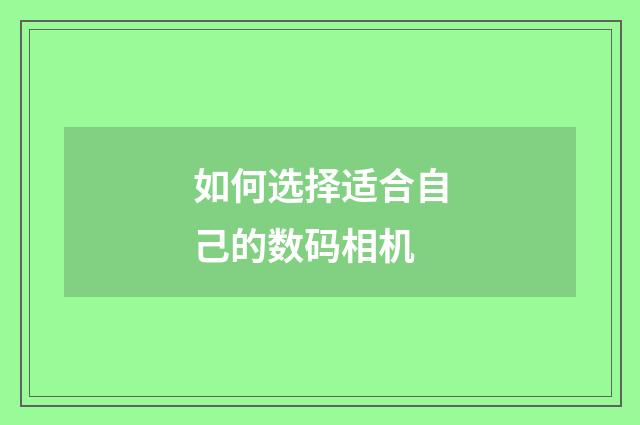 如何选择适合自己的数码相机