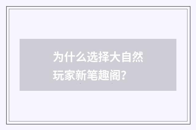 为什么选择大自然玩家新笔趣阁？