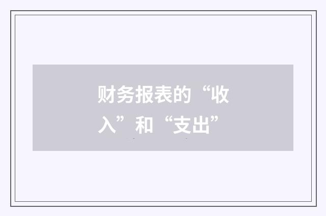 财务报表的“收入”和“支出”