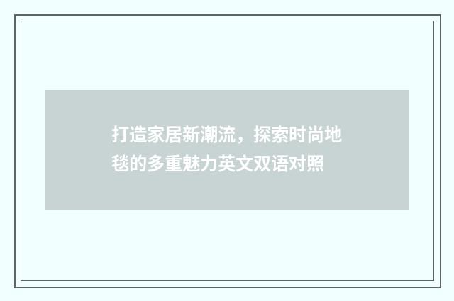 打造家居新潮流，探索时尚地毯的多重魅力英文双语对照