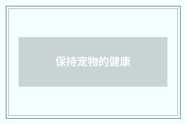 保持宠物的健康