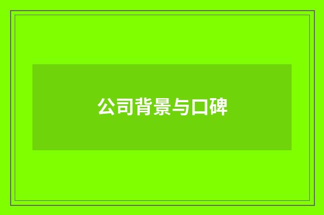 公司背景与口碑
