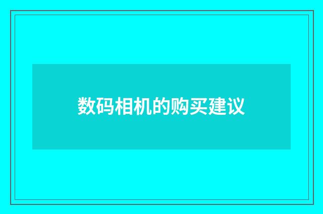 数码相机的购买建议