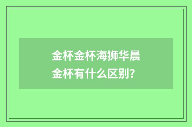 金杯金杯海狮华晨金杯有什么区别?