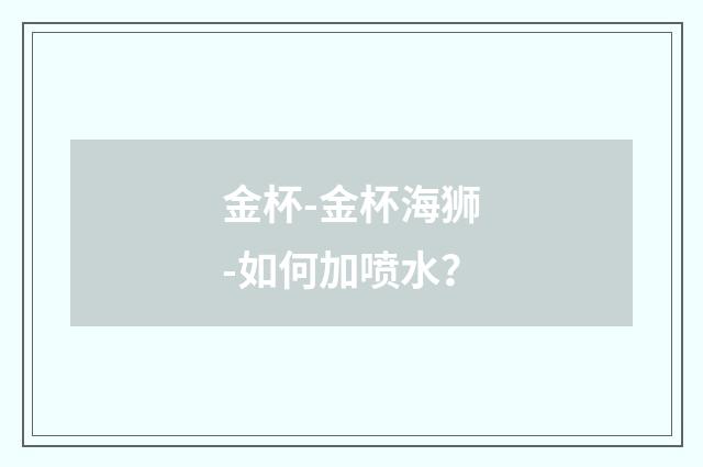金杯-金杯海狮-如何加喷水？