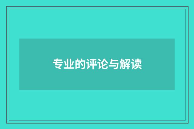 专业的评论与解读